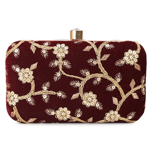 Image of LONGING TO BUY Hand Crafted Designer Box Clutch - Zari Embroidery For Women