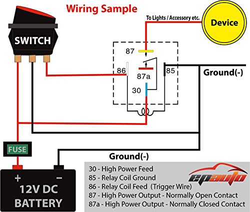 5 Pack - Epauto 30/40 Amp Relay Harness Spdt 12V, 5-Pin Spdt Bosch Style #TOP1