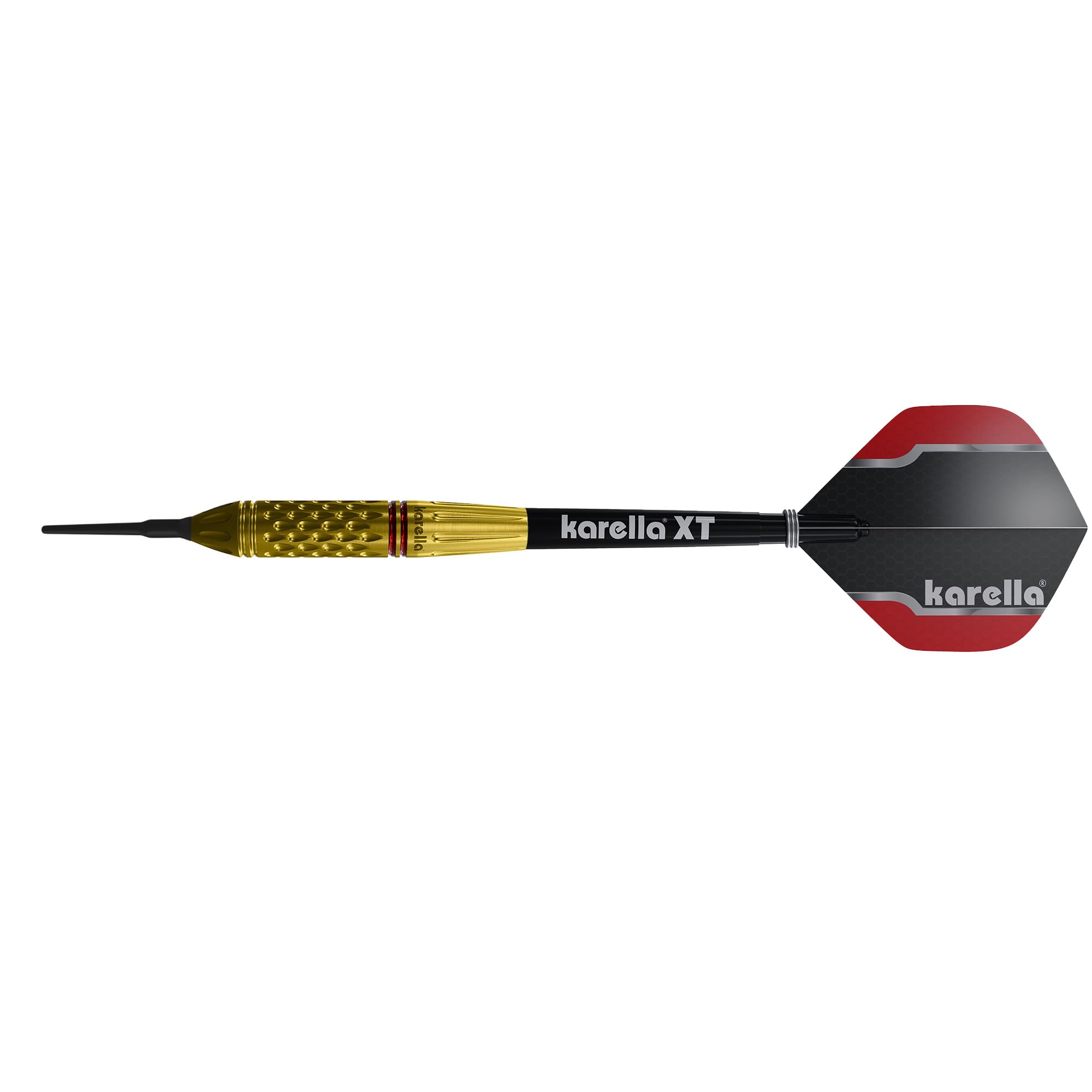 Karella Softdart Commander Gold 90 % tungstène Fléchettes souples 18 g pour cible de fléchettes électronique, filetage 2BA, 3 fléchettes avec pointe en plastique, distributeur automatique, tungstène,