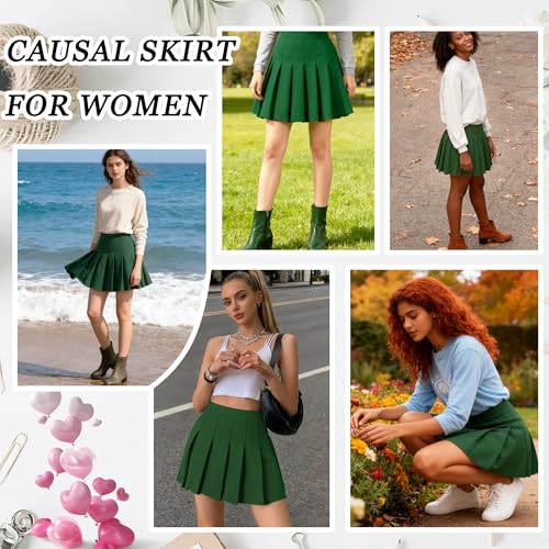 Image of Girstunm Women's Pleated Skirt Mini Skater Basic Skirts High Waist School Girls Uniform Short Cheerleader Skirt