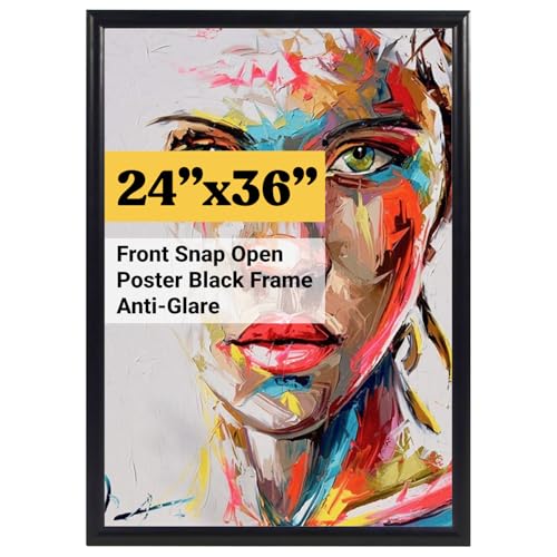T-SIGN 24 x 36 Inches Picture Frame - Poster Frame Wall Mounting Document Certificate Frames - Aluminum with 1 PVC Transparent Protective Film, 1' Profile Black Wall Mounted Display Picture/Photo