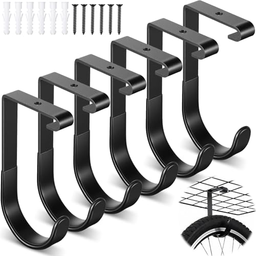 6 Pack Heavy Duty Garage Ceiling Storage Hooks Heavy Duty Bike Hangers for Overhead Racks and Wall Shelves, 50 lbs Capacity, Easy Install