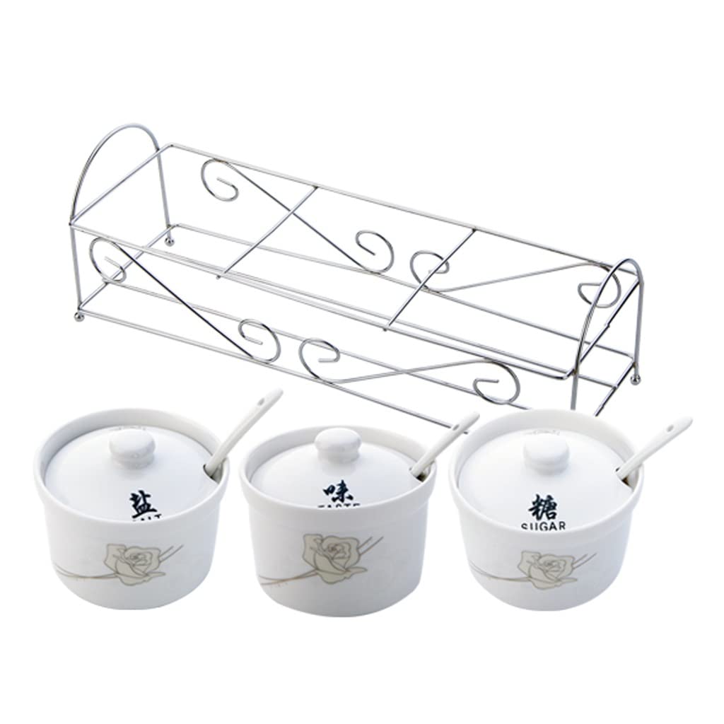 Set di Bottiglie per condimenti, Barattolo per condimenti in Ceramica con Coperchio, Creativo, Rotondo, per la casa, Barattolo per condimenti, Scatola per condi,Photo Colore S