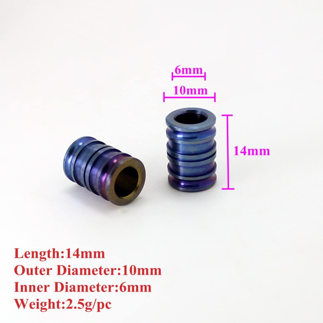 5pcs 14mm Titanium Knife Key Jewelry Parachute Cord Bead Pendant Lanyard Anodized Blue - Image 5