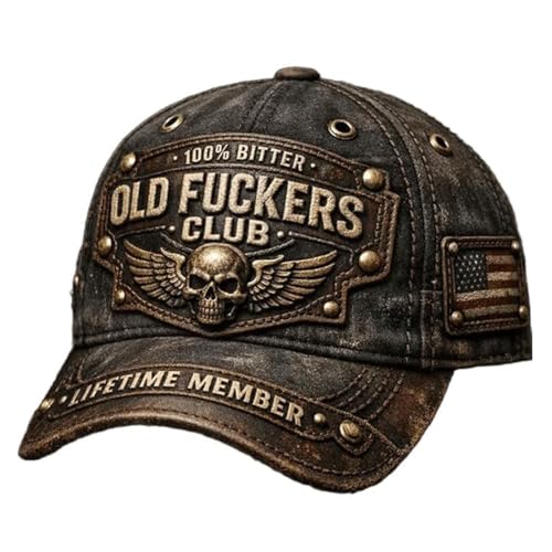 ZAYS Old Fuckers Club Hat-Stainless Steel Thumb Hammer Metal Embroidered 100% Bitter Cap Baseball Adjustable Distressed