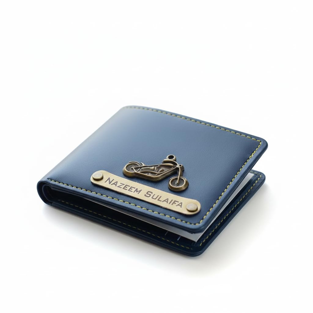 Personalized Wallet for Men and Boys | PU Leather Customized Purse with Name & Charm | Unique Birthday & Anniversary Gift for Men - Blue 01-image-15