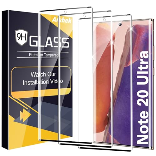 Arshek 3 Pack Galaxy Note 20 Ultra Screen Protector, 9H Tempered Glass, Ultrasonic Fingerprint Support, 3D Curved,HD Clear Scratch Resistant for Samsung Galaxy Note 20 Ultra 5G Glass Screen Protector