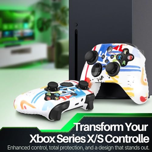 Image of TNP Silicone Case Cover for Xbox Series X /S Controller Skin Shell + 8 Pro Thumb Grips Set (Paint) Ergonomic Textured Grip Dust Protector Compatible with New Xbox Series S X Controller Accessories
