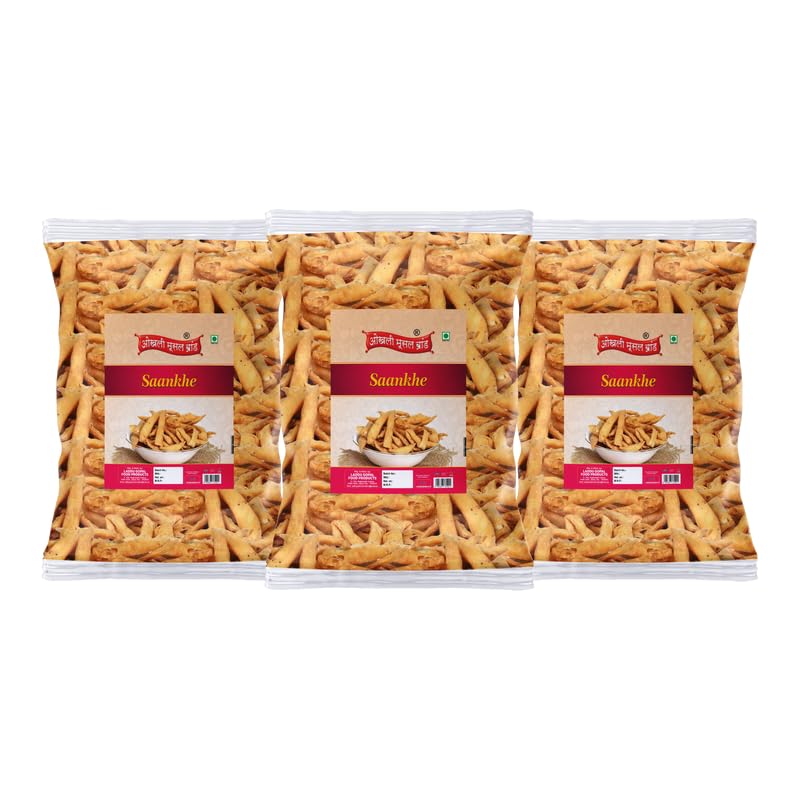 Image of OKHLI MUSAL BRAND Tea Time Popular Namkeen Snack | Saankhe Sankhe Mathri Finger shaped snack Mathri | Ajwain Khasta Namkeen Snack Mathri | Raksha Bandhan Diwali Namkeen Savoury Snack-850g*3Pack
