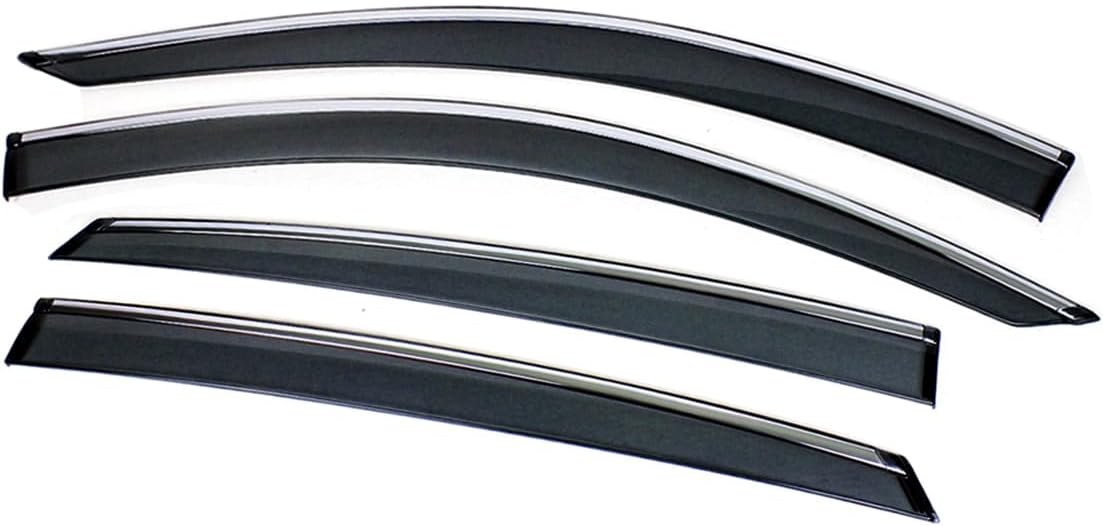 Premium Smoke Tinted Window Visor Rain Guard W/Clips & Chrome Trim Compatible for 2016 2017 Infiniti QX50