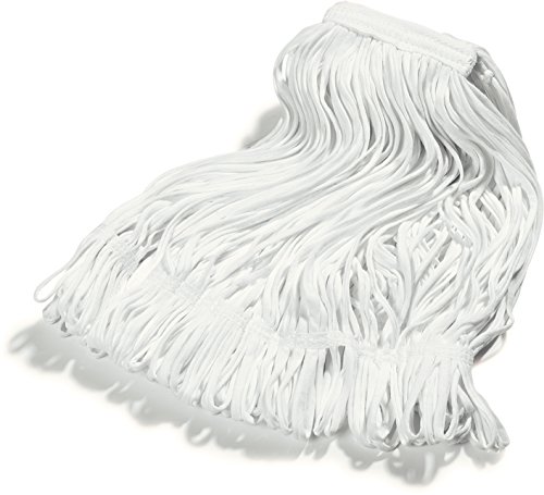 Image of Carlisle FoodService Products 36932000 Cotton Blend Medium Rough Surface Narrow Band Mop, 12 inch Length, White (Pack of 12)