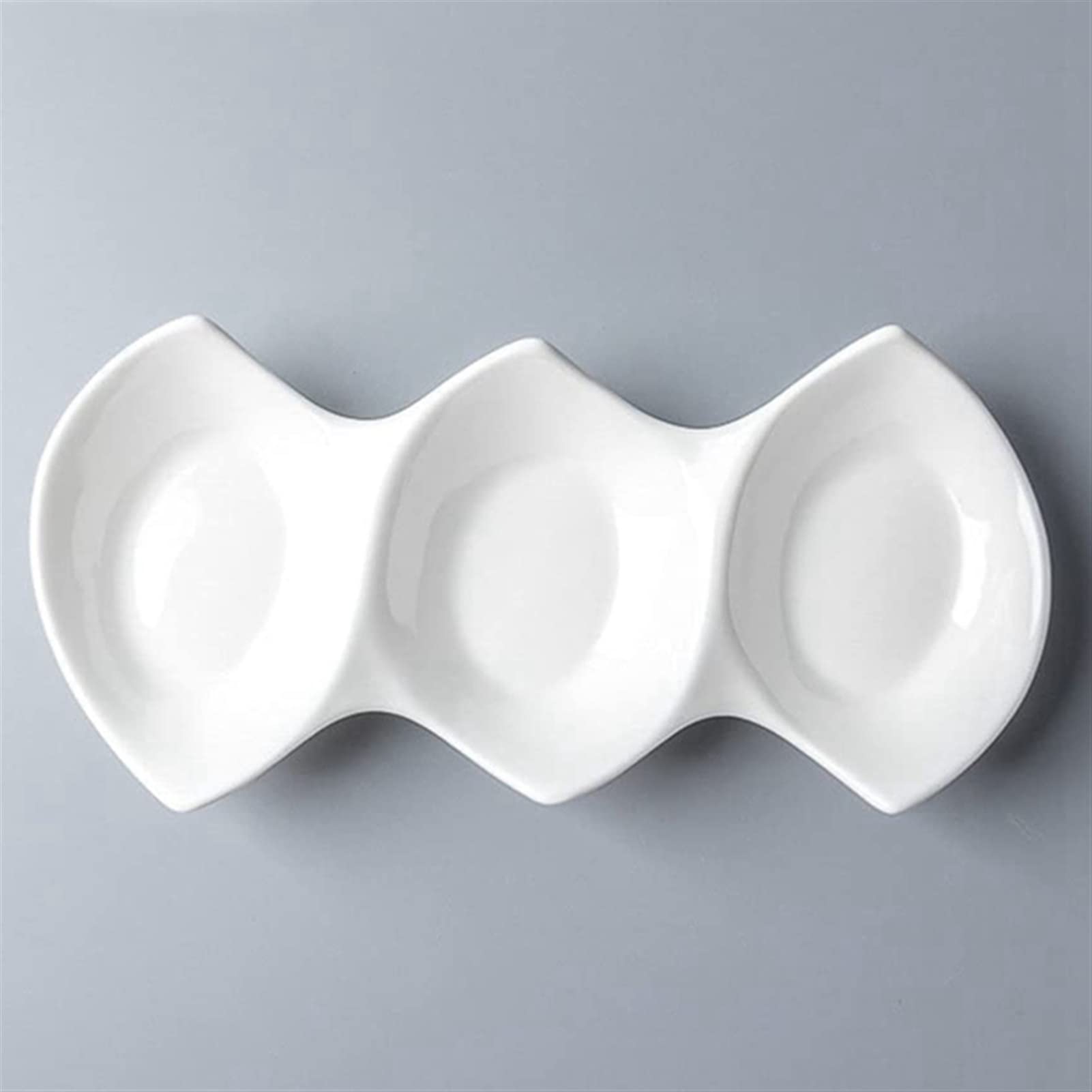 Cuenco de cerámica para ensaladas, plato para salsas, cuenco triple de doble punta, cuenco de cerámica para aperitivos, cuenco para platos de acompañamiento para restaurantes de hoteles, cuenco para