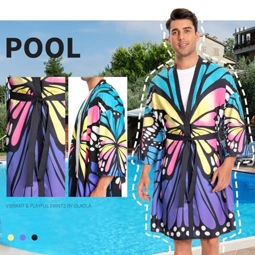 Image of OLAOLA Men Lightweight Kimono Robe with Belt Japanese Style Robe Jacket Casual Open Front Long Cardigan Cape Coat Outwear