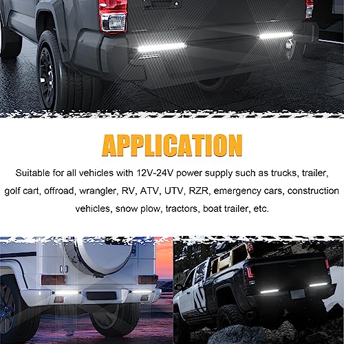 Pseqt PSEQTWB03 10 Inch 15 Led Trailer Identification Light Led Running Reverse Backup Tail Light Bar Strip White Truck Rear Side Marker Lights Waterproof thumb #3