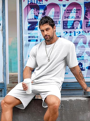 Image of Vogaan Men's T-Shirt and Shorts Set | Top & Shorts Night Suits Set | Night Wear for Men