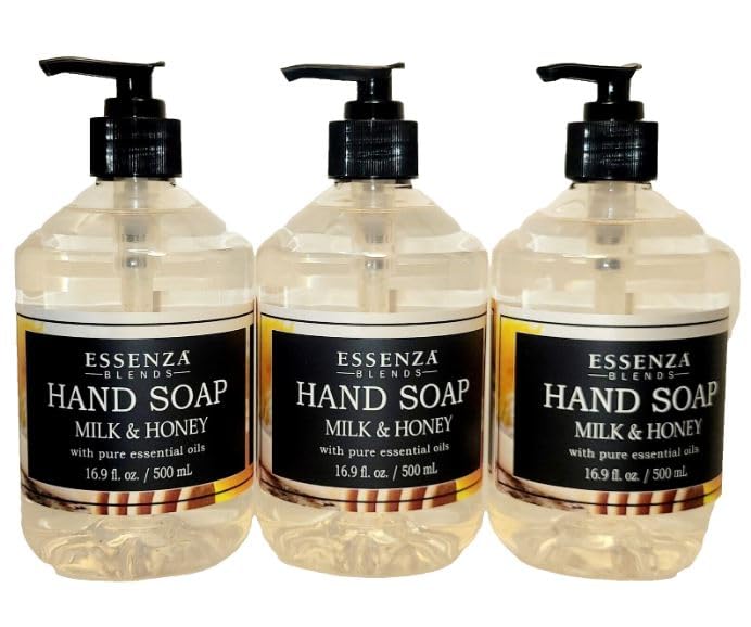 ESSENZA BLEND HAND SOAP MILK & HONEY WITH PURE ESSENTIAL OILS (Pack of 3)
