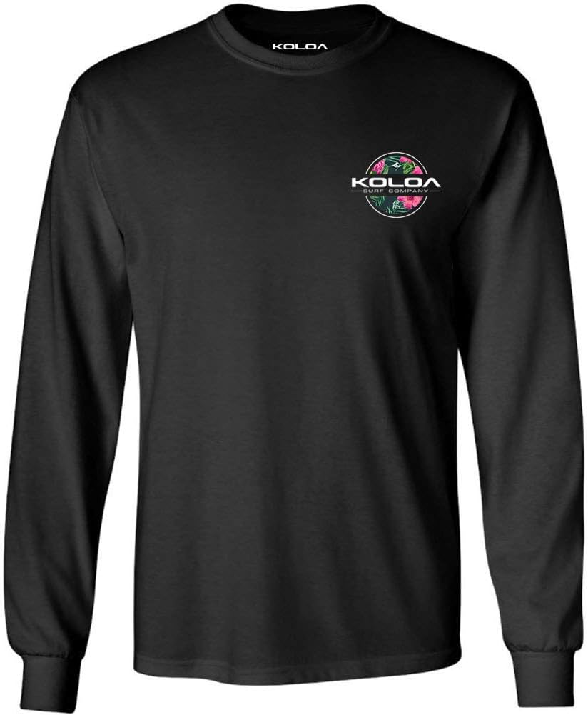 Koloa Surf Hawaiian Flowers Logo Long Sleeve Heavy Cotton Tee in Reg, Big and Tall