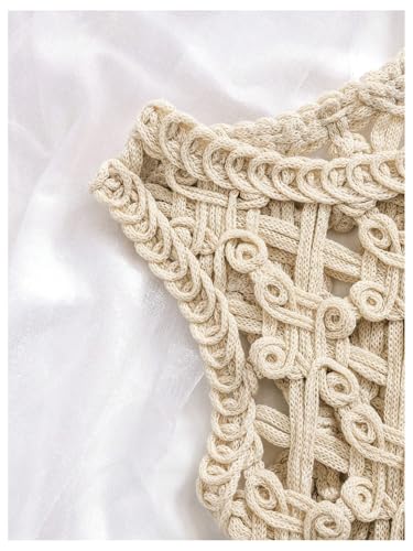 Verdusa Girl's Hollow Out Sleeveless Round Neck Crochet Crop Tank Tops4