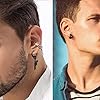 20 Pièces Boucles d'oreilles Magnétiques en Acier Inoxydable Fausse Boucle d'oreille Homme Creole Croix Plume Pendantes Boucles d'oreilles pour Homme Boucle d oreilles Clip, Noir #2