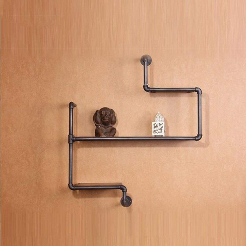 MU Estanterías para el hogar Estanterías Bastidores de Madera Maciza montados en la Pared Hierro L120 * W13 * H90Cm Bastidores