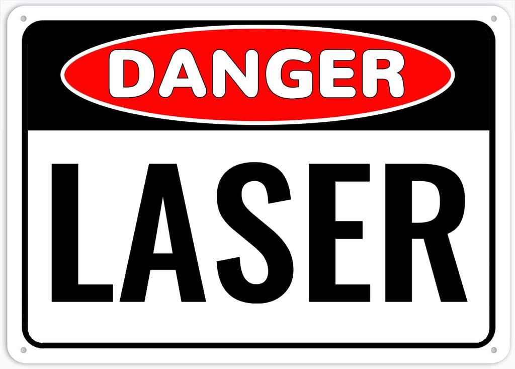 8"x12" Aluminum Tin Sign Plate - Danger Laser - Safety Restriction Alert, Caution Warning
