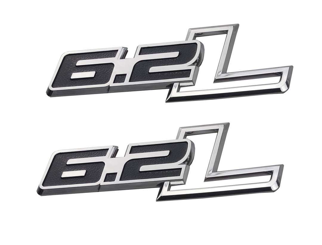 2pcs 6.2L Emblems Side Fender 3D Decals Badge Replacement for F-150 Raptor 6.2 L F150 Chrome