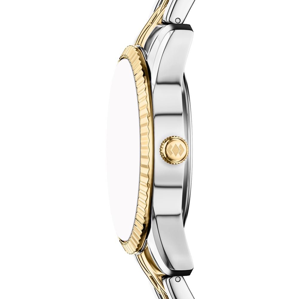 Fossil Scarlette Uhr für Damen, 34-mm Quarz-Dreizeiger-Datum-Uhrwerk mit Edelstahlarmband