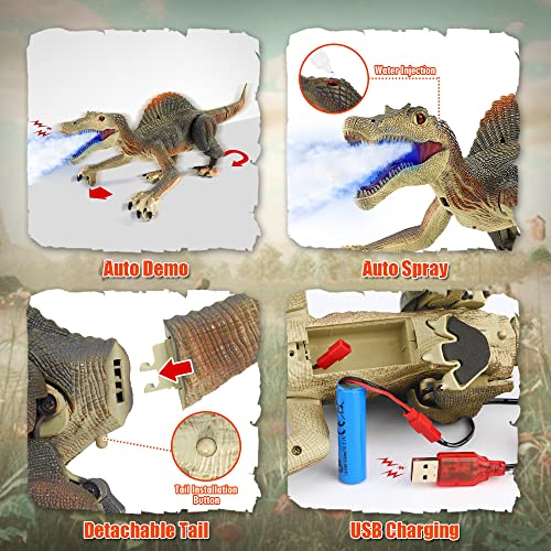 Mini Tudou Remote Control Dinosaur Toys,RC Walking Robot Dinosaur Toy with Light Chasing Remote Control,Auto Spraying and Roaring,Jurassic Spinosaurus Dino Toys for Kids Boy 4 5 7 8-12 Year Old by Mini Tudou - Image 5