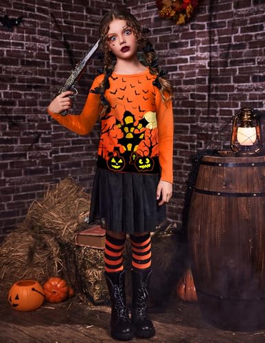 Arshiner Girls Halloween Shirts Cotton Tops for Girl Long Sleeves Classic Style Blouse Tops Tee Blouse4