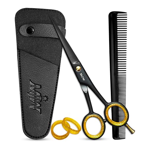 MJW Ciseaux de Coiffure Professionnels – Ciseaux de Barbier en Acier Inoxydable de 6,5 Pouces Pour les Salons et la Maison, Idéales Moustaches Ciseaux de...