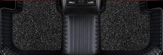 Image of 9D Premium Leatherette Car Foot Mat for Swift Dzire 2025 Automatic || Luxury Leather with Grass Mat Complete Set || 100% Waterproof and Washable || Custom Fitted Car Floor Tray Mat - (Black)