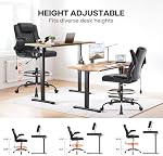 Leather Drafting Chair,Tall Office Chair for Standing Desk,Black | Inflatable Lumbar Support,27.5"-35.5"Adjustable Height,Foot Ring,Flip-up Armrests,High Executive Chair Counter Studio Chair