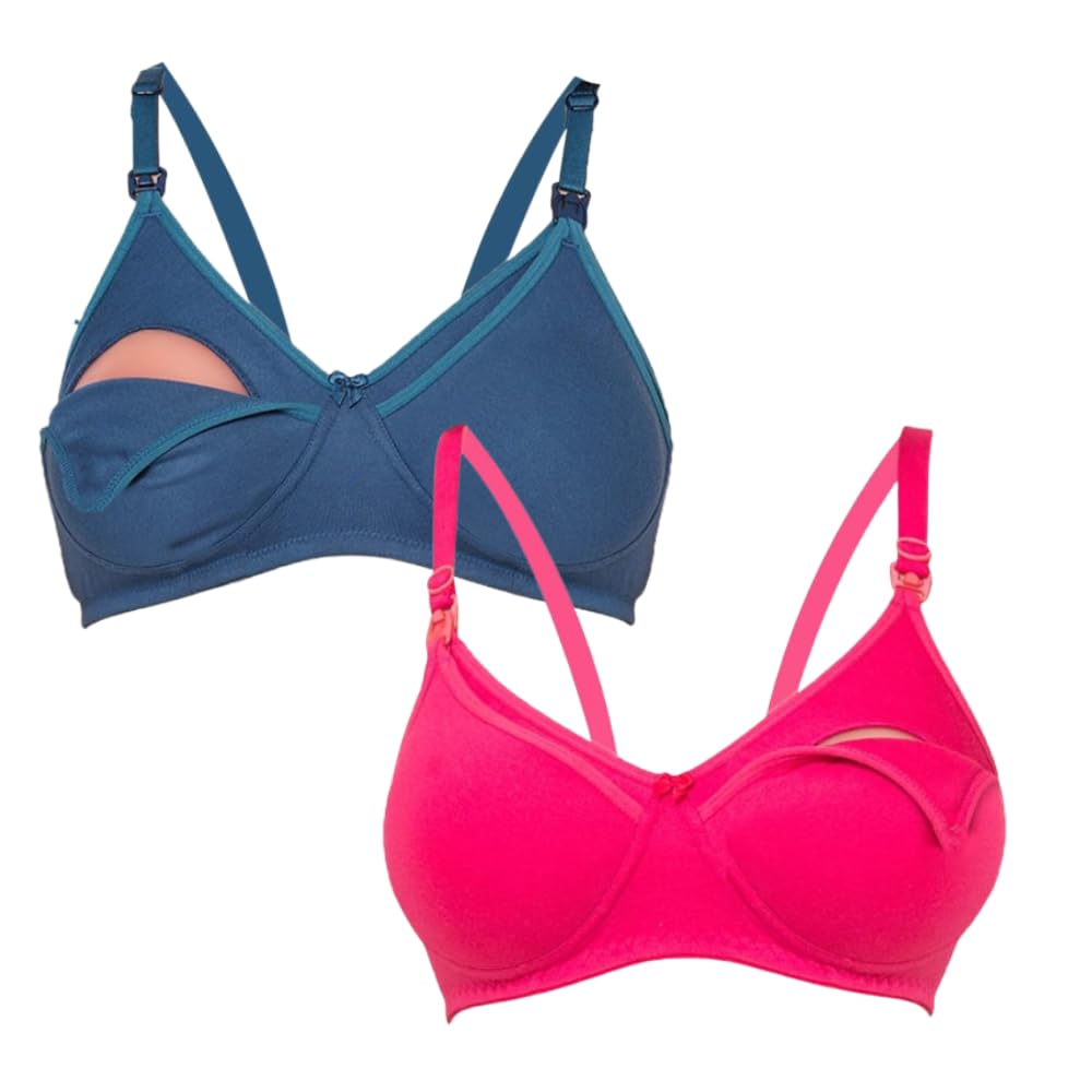 Women's Cotton Nursing Bra| Wirefree | Non Padded | Full Coverage with Front Opening| Super Combed Cotton Elastane Fabric |Feeding Bra/Nursing Bra/Maternity Bra Combo-Pack of 2-image-36