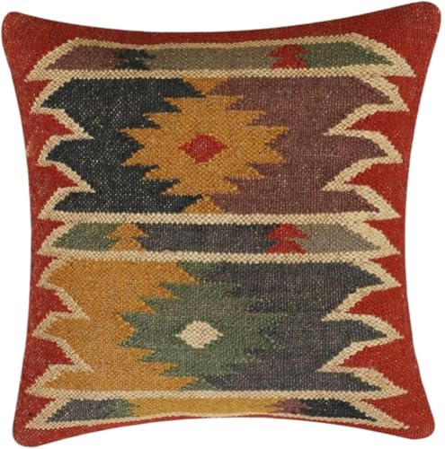 Indian Handmade Wool & Jute Pillow Covers - 18x18 Inch