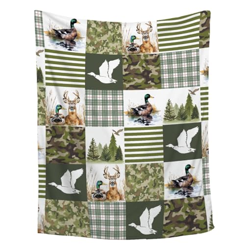 Wild Duck Mallard Throw Blanket, Ultra Soft Flannel Home Decor for Bed Couch Living Room, Duck Lover Gifts, 40