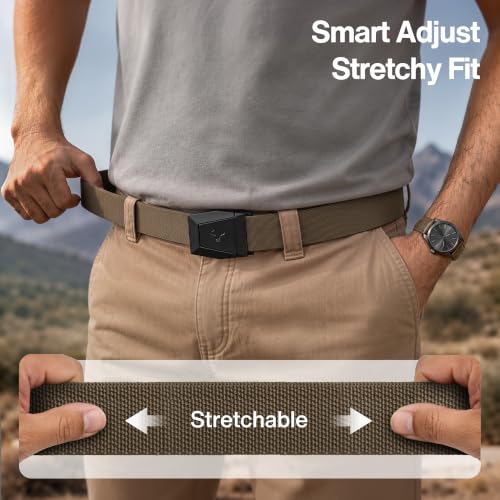 Image of BULLIANT 2-Pack Men Stretch Tactical Web Belt-Trimmable 1.5 inch-Adjustable Fit | Smooth Sliding | Adjustable for Precise Fit | Tailored Size | Rugged Nylon for Heavy Duty, hiking, Hunting