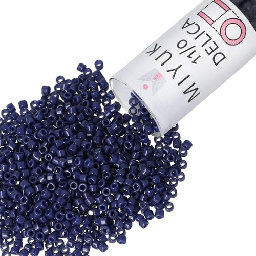 Miyuki Delica Seed Beads – Size 11/0 (1.6 mm), DB2143, Duracoat Navy Blue Opaque Dyed, 7.2 g, Approx. 1440 Beads, Made in Japan