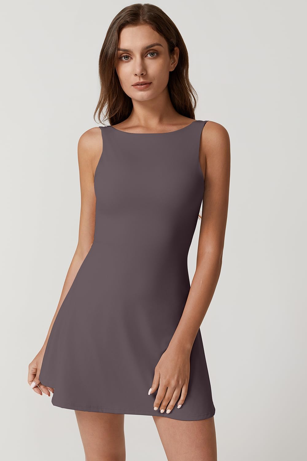 QINSEN Womens Open Back Tennis Dress Sleeveless Built in Shorts Golf Athletic Dress with Pockets - Image 6