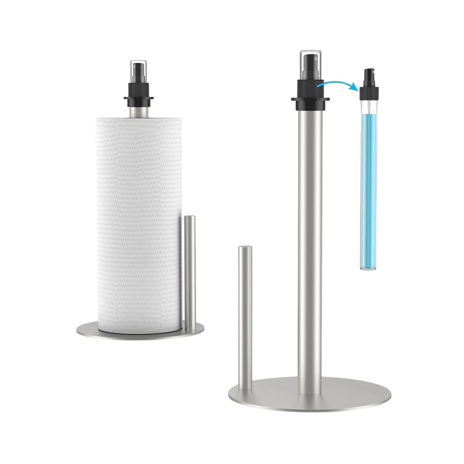 Hgenahgtf Silver Innovative Two Function Dispenser Featuring Detachable Applicator For Efficient Space Saving Storage Modern Tissue Holder With Integrated Sprinkle Bottle