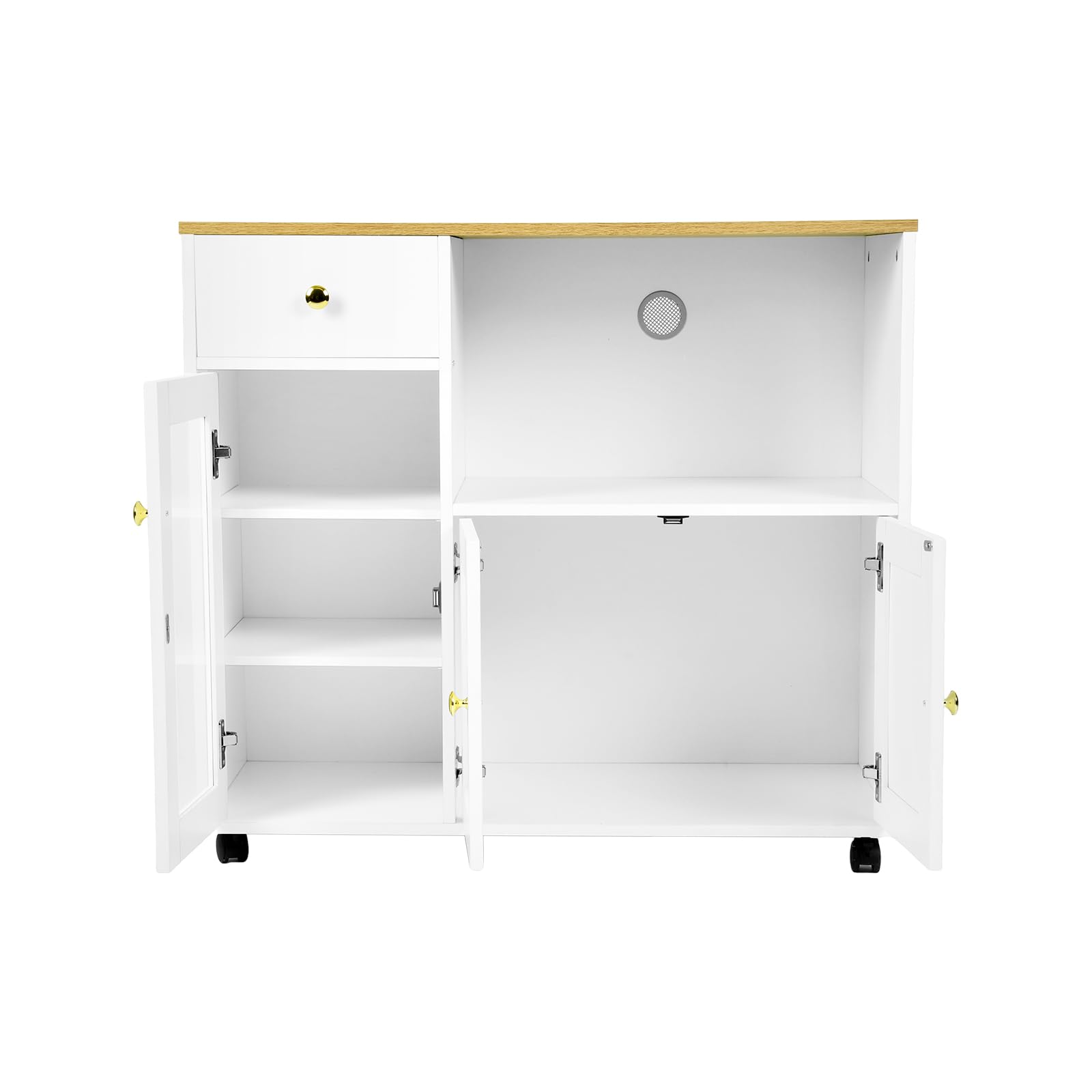 Küchenschrank mit Arbeitsplatte, Buffetschrank, Sideboard Küche mit Mikrowellenregal, Verstellbare Ablagen, für Küche, Esszimmer, Wohnzimmer, Weiß, 90 x 40 x 81.5 cm