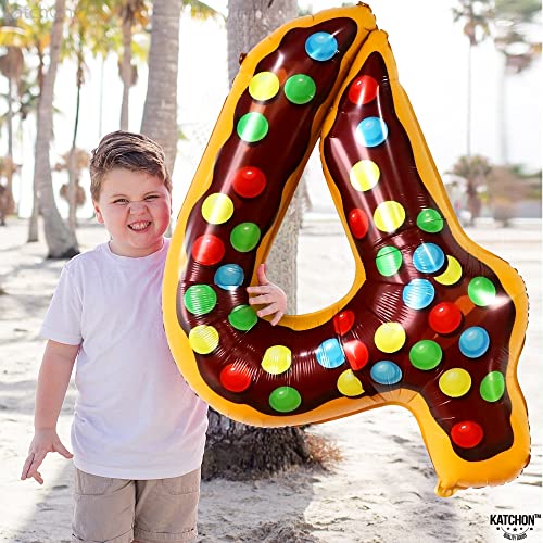 Image of KatchOn Number 4 Balloon 40 Inch, 4 Birthday Decorations | Donut, 4 Balloon Number for 4th Anniversary Decorations, Donut Birthday Party Decoration