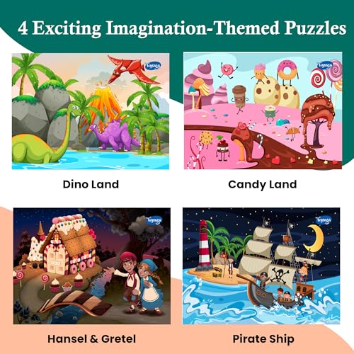 Image of I Can Solve On My Own | My Imagination | Jigsaw Puzzle Set of 4-60 Pieces for Kids 3+ Years | Shapes & Color Matching Activity Game | Educational Puzzle Combo-Preschool Gift