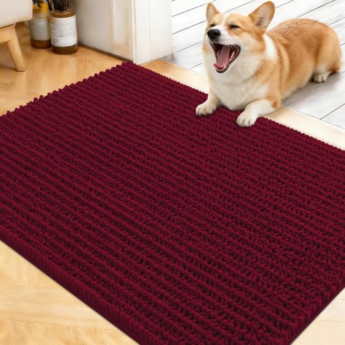 Image of OLANLY Dog Door Mat for Muddy Paws 40x32, Ultra-Absorbent Chenille Mud Mat