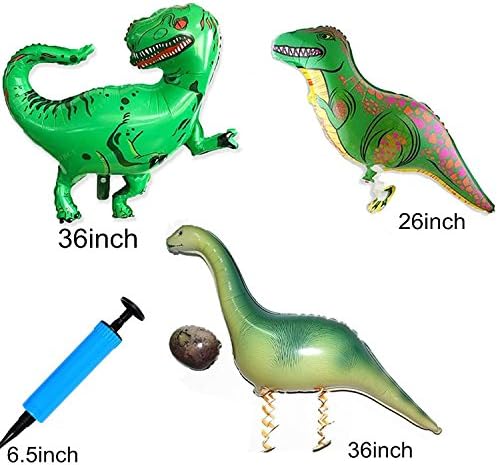 Walking Dinosaur Helium Balloon Kit For Kids' Toys,Party Birthday: 36'' T Rex Dinosaur Foil Balloon + 26'' Tyrannosaurus Rex +36'' Supersaurus w/Dinosaur Egg + Hand Held Balloon Pump