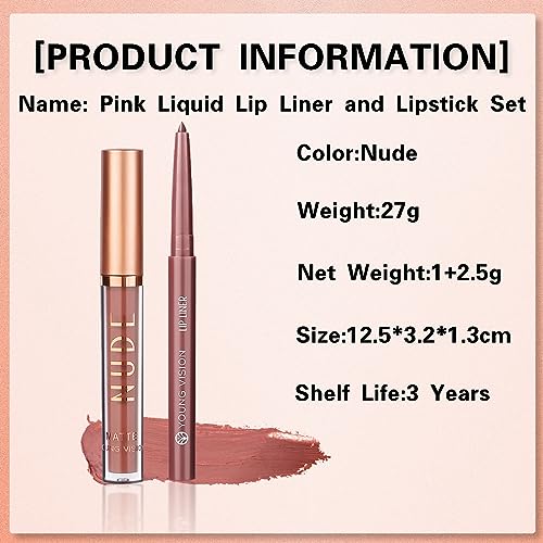 Liquid Lipstick Lip Liner Set, Waterproof & Smudge-proof Lip Gloss Set, Highly Pigmented Lipsticks For Women Long Lasting, Blendable Non-Stick Cup, Velvety Soft Nude Lip Gloss - Image 8