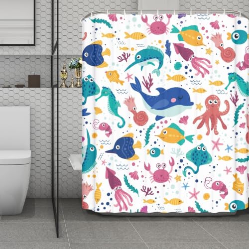 Rideau douche 180x220 tissu polyester bleu vert rouge