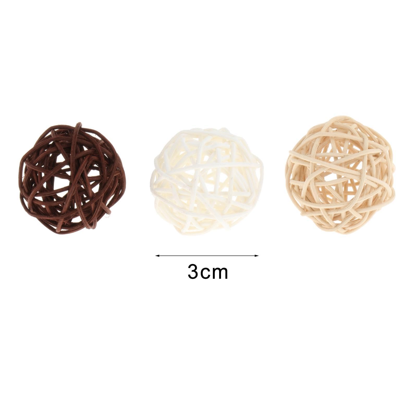 Set 6 Palline Decorative In Rattan - Sfere 7,1cm Per Centrotavola E Vasi