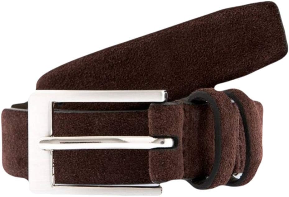 Dents Mens Suede Belt - Dark Brown