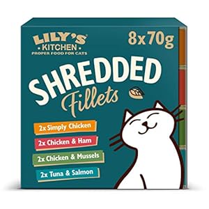 Lily’s Kitchen Natural Adult Wet Cat Food Tins – Shredded Fillets Multipack – Complete Grain-Free Recipes (32 Tins x 85g)