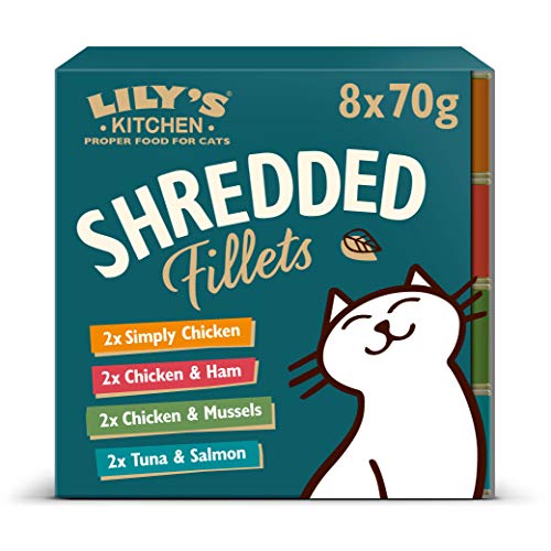 Lily&rsquo;s Kitchen Shredded Fillets Multipack Effilochés en Bouillon pour Chats 4X 8x70g